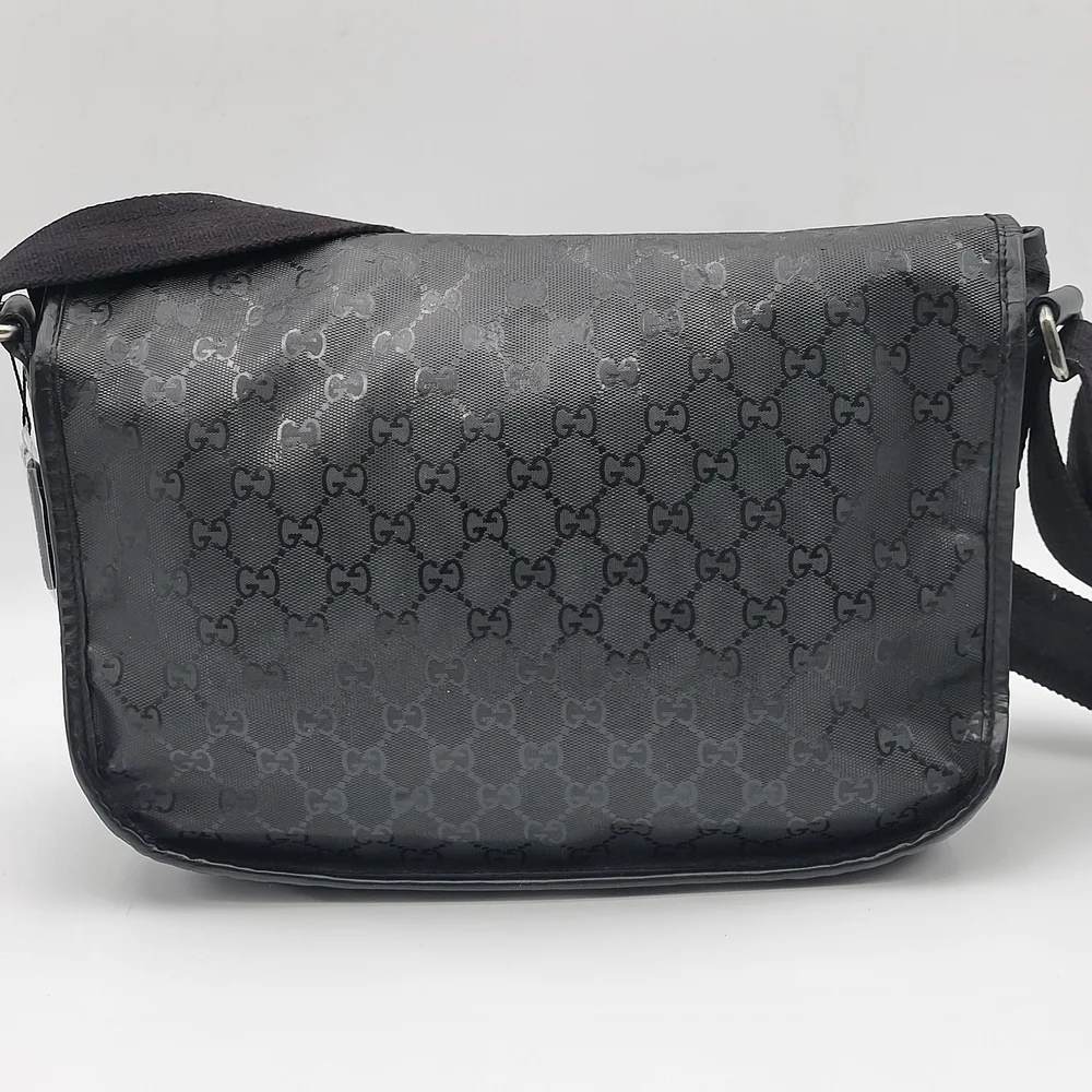 Gucci Imprime Black GG Supreme Canvas Crossbody Unisex Bag... Authentic w/COA...